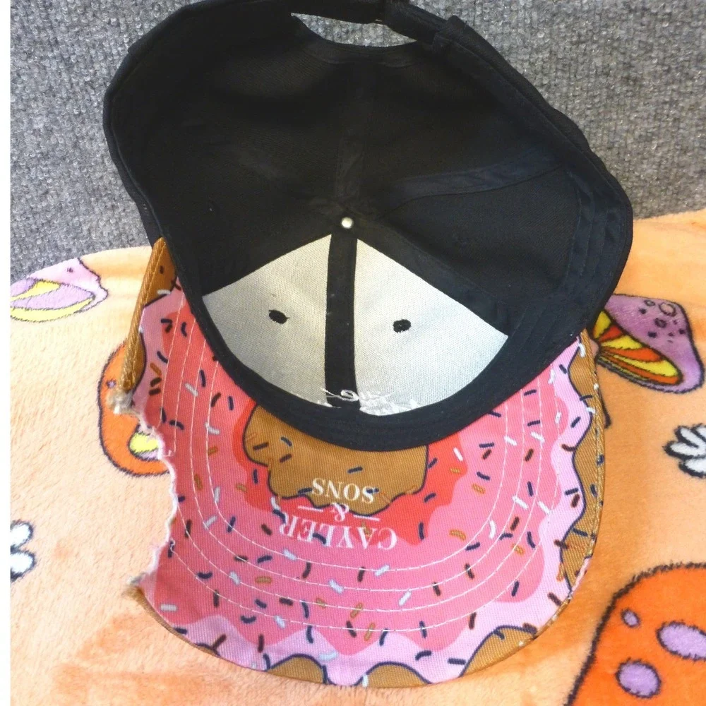 Cayler & Sons The Munchies Black Baseball Cap Donut Bite Brim Adjustable Hat
